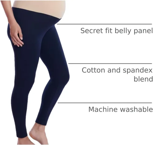 Miniatura 4 de Motherhood Maternity Leggings esenciales elásticos de longitud completa para mujer, ajuste secreto sobre el vientre
