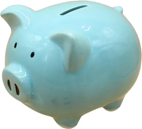 Divertida alcancía de cerdo para ahorrar dinero, banco de cerámica personalizado para niños, niñas, niños, adolescentes, adultos, decoración de Azul