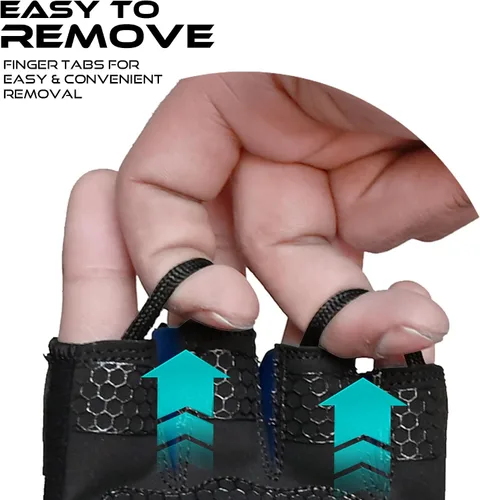 Miniatura 7 de BEAST RAGE Guantes de entrenamiento para hombres, guantes de gimnasio duraderos con agarre de palma para mujeres, medio dedo, elástico
