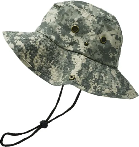 Miniatura 8 de Glory Max Sombrero de pescador de algodón lavado con correa de barbilla gorra de pesca Sun Safari Boonie Negro