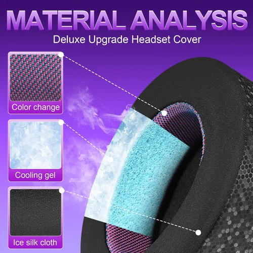 Miniatura 3 de Almohadillas de repuesto Magic Ice Gel para SteelSeries ARCTIS NOVA PRO (cableadas), color negro y morado
