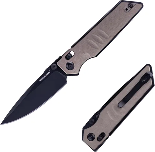 REALSTEEL SACRA - Cuchillo de bolsillo, cuchillo plegable, bloqueo de barra transversal, hoja de acero Böhler K110 de 3.31 pulgadas, perno para