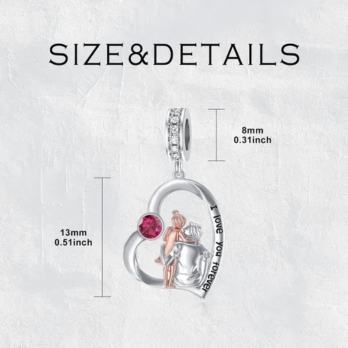 Miniatura 153 de PROESS Dije para padre, madre e hija, pulsera de plata de ley para pulseras, regalos de cumpleaños, día de San Valentín, para hija, madre, amante