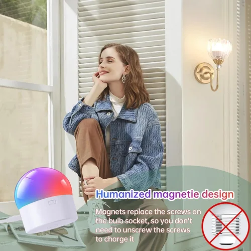 Miniatura 6 de Juego de 2 apliques de pared vintage a pilas, lámpara de pared recargable con batería de 5000 mAh y control remoto, luces de pared regulables