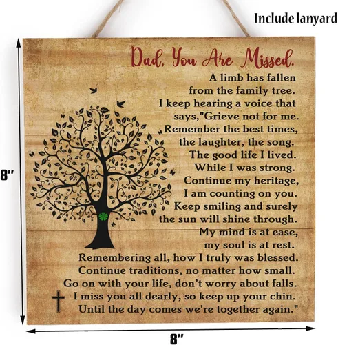 Miniatura 5 de Placa de madera para recuerdo de papá para niños, pérdida de papá, condolencias de papá, regalo conmemorativo para papá para hija hijo, día