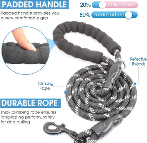 Miniatura 2 de BAAPET Correa para perro de 2/4/5/6 pies con cómodo mango acolchado e hilos altamente reflectantes para perros pequeños, medianos y grandes