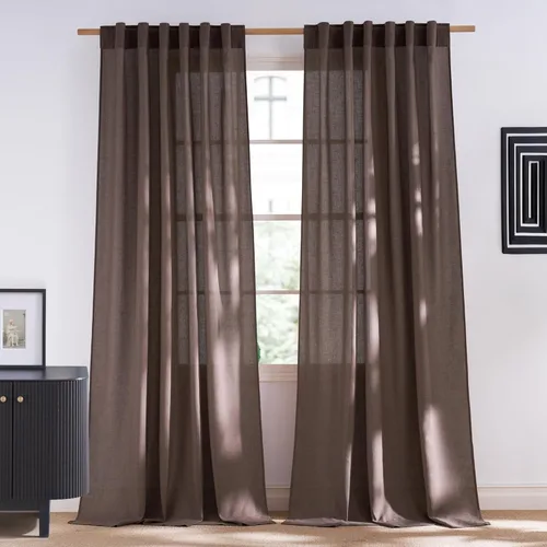 Miniatura 93 de NICETOWN Cortinas de lino grueso para dormitorio, privacidad añadida, bolsillo para barra y pestaña trasera, no se transparentan, mezcla de lino