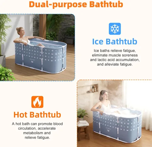 Miniatura 6 de Bañera portátil, bañera plegable sin instalación, bañera de hidromasaje caliente sin instalación, bañera independiente para ducha, caravana