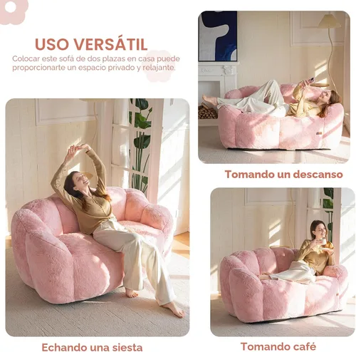 Miniatura 3 de MAXYOYO Puf para adultos, sofá puff en forma de floral, sofá de piel sintética ultrasuave, silla de lectura grande para sala de estar, dormitorio