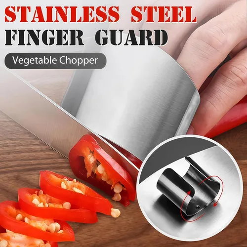 Miniatura 2 de Protector de dedos de acero inoxidable, ajuste universal, protector de dedos ajustable para cortar alimentos, herramienta de corte premium para 2