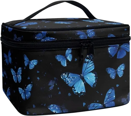 doginthehole Bolsa de maquillaje, bolsa de cosméticos de viaje, bolsa de aseo portátil grande, organizador de accesorios para mujeres y niñas,
