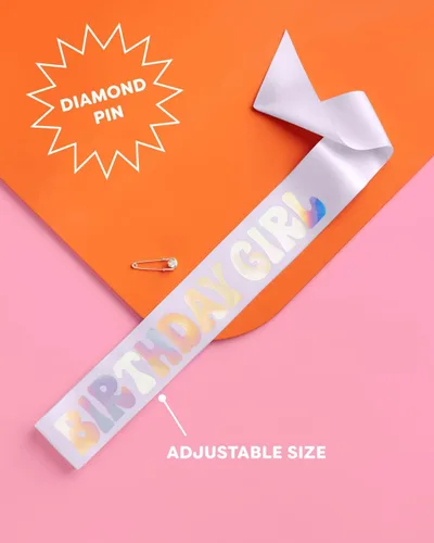 Miniatura 2 de xo, Fetti Banda de cumpleaños para niña, satén morado + papel de aluminio iridiscente Suministros para fiesta de cumpleaños, decoraciones