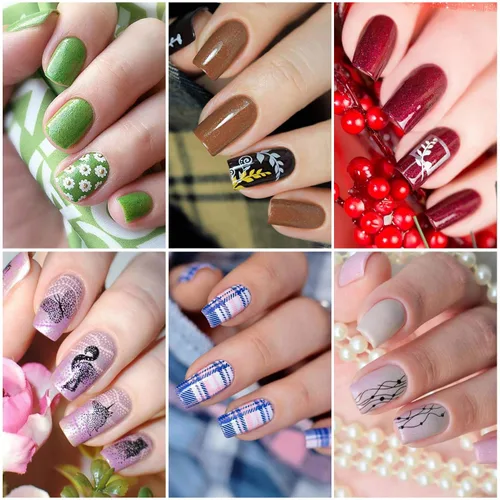 Miniatura 2 de Born Pretty Juego de placas de estampado de uñas, flores a cuadros, hojas, encaje, placas de imagen de arte de uñas de primavera a invierno, kit