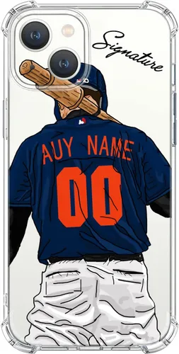 Miniatura 27 de Funda de béisbol transparente con nombre y número personalizados para iPhone 17 Air 16 15 Pro Max 14 13 Mini 12 11 Xs Xr SE3 8 7 6 Plus, con 4