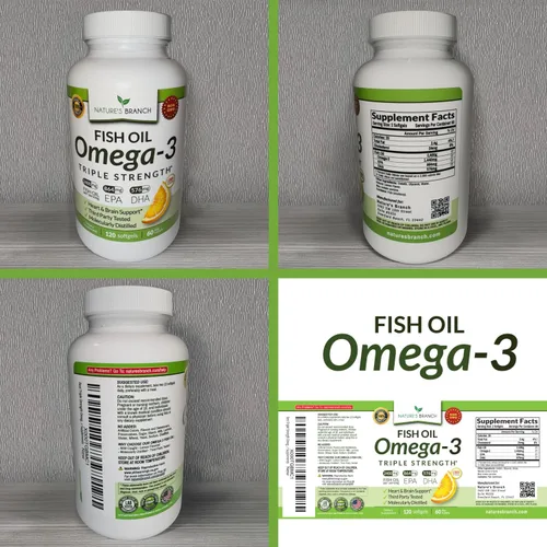 Miniatura 9 de Aceite de pescado Omega 3 de triple fuerza para la salud del corazón, el cerebro y los ojos - Aceite de pescado EPA y DHA para hombres y mujeres