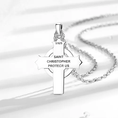 Miniatura 92 de Vito Collar de plata de ley 925 para mujeres y hombres, San Benito, crucifijo, Caravaca, San Cristóbal, San Judas, medalla patronal, amuleto