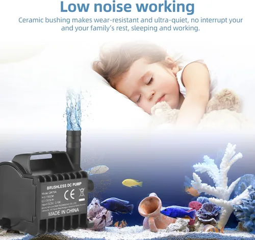 Miniatura 4 de Bomba de agua eléctrica pequeña, bomba sumergible de potencia silenciosa y fuerte con USB para acuario, peces, fuente de estanque de jardín, Qr75a