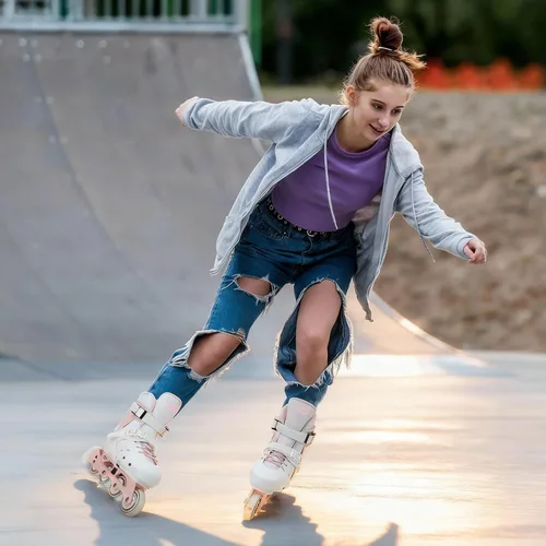 Miniatura 7 de Patines en línea para niños y niñas con ruedas iluminadas, tamaño ajustable, adecuado para principiantes, patines para mujeres, niñas y adultos Rosa