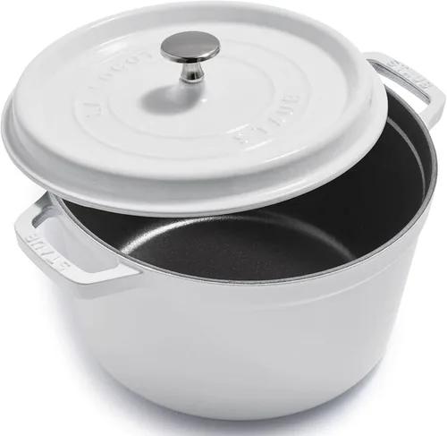Miniatura 15 de STAUB Horno Holandés de Hierro Fundido 4 Cuartos Redondo, Fabricado en Francia, Sirve para 3-4, Blanco