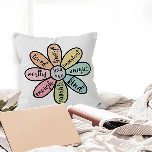 Miniatura 3 de HIWX Fundas de almohada inspiradoras para el aula, almohadas para profesores para el aula, con texto en inglés «You are Enough Loved Kind», fundas