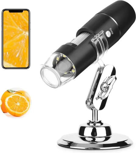 Microscopio digital portátil inalámbrico para niños y adultos, aumento de 50 x 1000 x con soporte giratorio de 360 grados, compatible con