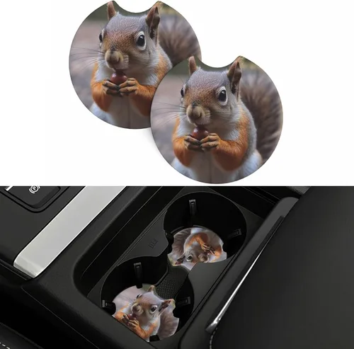 Miniatura 7 de Portavasos para automóvil, paquete de 2 posavasos absorbentes de ardilla para automóvil, almohadillas antideslizantes para portavasos de bebidas