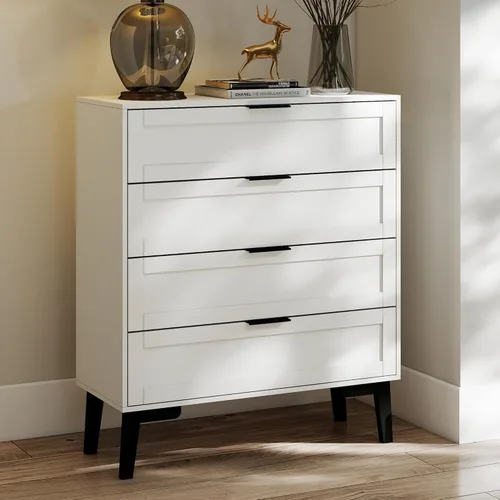 Miniatura 13 de TaoHFE Cómoda negra de 4 cajones para dormitorio, cómoda de lencería de madera para dormitorio, moderna cómoda negra de 36 pulgadas de alto