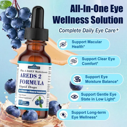 Miniatura 4 de AREDS 2 + Formula Liquid Drops for Macular Health, suplemento 22 en 1 de vitaminas y minerales para los ojos con luteína y zeaxantina, cobre, zinc