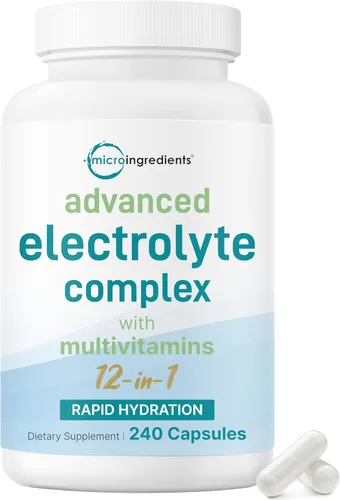 Advanced Electrolyte Complex Cápsulas para hidratación, 240 unidades – Píldoras de sal con sal rosa del Himalaya, sodio, potasio y magnesio –