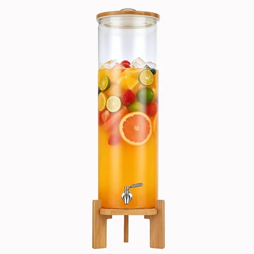 Miniatura 10 de Dispensador de bebidas, dispensador de bebidas de vidrio de 2.1 galones con soporte, dispensador de agua de vidrio con espita, dispensadores