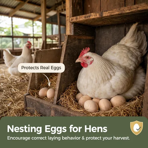 Miniatura 3 de DomeStar Huevos de pollo falsos de madera, 8 huevos de madera sintética sin pintar de 2.5 pulgadas para alentar a las gallinas a colocar