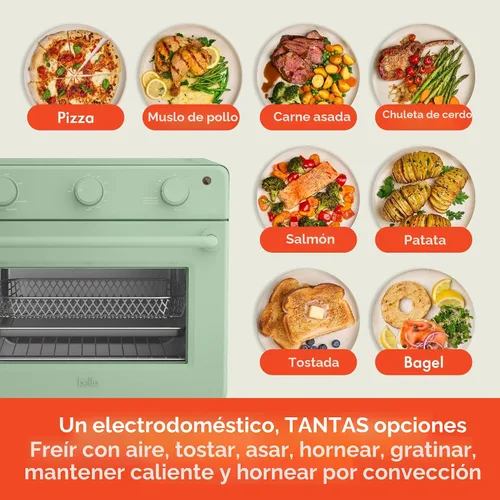 Miniatura 5 de bella Horno tostador Air Fry, 7 opciones de cocción preestablecidas, bandejas con revestimiento EverGood incluidas aptas para lavavajillas, apagado