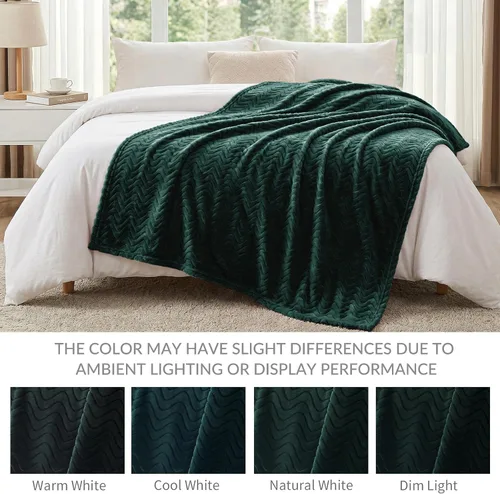 Miniatura 5 de Exclusivo Mezcla - Manta individual para cama, mantas de forro polar ligeras y acogedoras con textura ondulada decorativa, adecuadas para el Verde