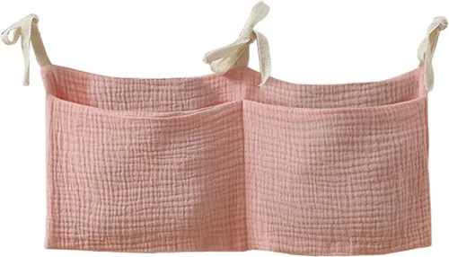 Miniatura 8 de Bolsa colgante de cabecera para guardar biberones y mantas de leche para bebés - Bolsa organizadora de cama plegable para pañales para bebés - Gris