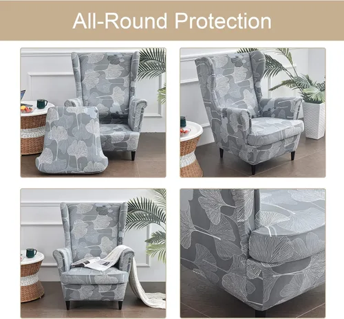Miniatura 4 de Eco-Ancheng Funda para silla Wingback, 2 piezas, respaldo de ala, fundas de elastano para sillón con respaldo de ala, fundas para sillón con parte
