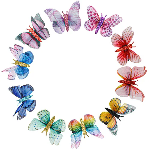 Shinon 10 pinzas de mariposa para el cabello, alas de mariposa 3D, horquillas de mariposa con brillantina, ligeras, bonitas, coloridas, realistas,