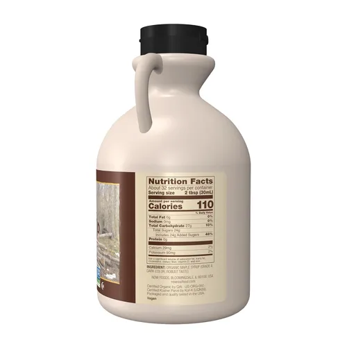 Miniatura 2 de NOW Foods, jarabe de arce orgánico certificado, grado A, color oscuro, certificado sin OGM, puro, sabor robusto, 32 oz