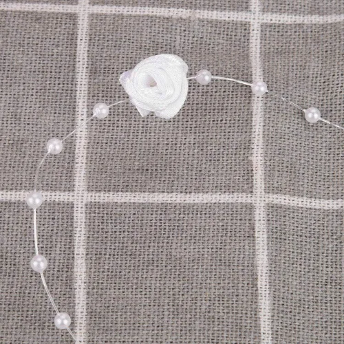 Miniatura 6 de Rollo de cuentas de perlas, 32.8 ft/rollo de perlas artificiales, cuerda conectada para decoración de fiesta de boda, guirnalda de árboles
