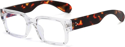 Miniatura 14 de Breaksun Lentes rectangulares para hombres y mujeres, anteojos cuadrados de luz azul, montura gruesa, lentes negros