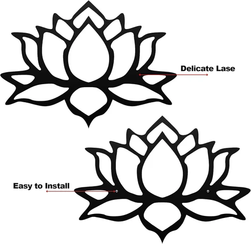 Miniatura 2 de Ferraycle 3 piezas de metal flor de loto decoración de pared de metal Zen Lotus Flower arte de pared inhalar señales huecos colgantes silueta Negro
