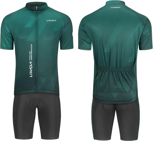 Miniatura 33 de Lixada Camiseta de ciclismo para hombre de manga corta con pantalones cortos acolchados de secado rápido para verano, ropa corta para bicicleta