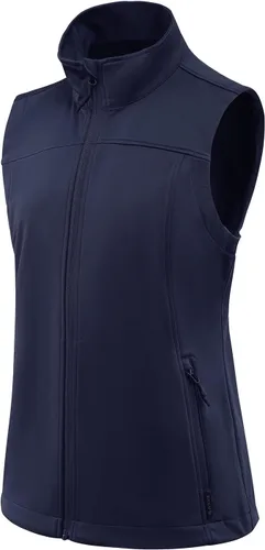 Miniatura 2 de BALEAF Chaleco ligero Softshell sin mangas para mujer, resistente al viento, cuello alto con bolsillos con cremallera, correr, senderismo, golf