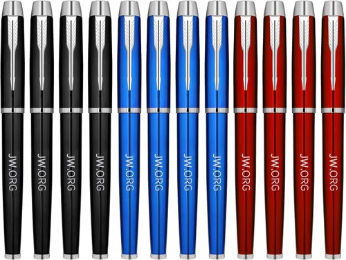 TONOS Jw.org - Bolígrafo de metal con clip superior, punta fina, punta fina, punta fina, con tapa de inserción, para regalo, 12 unidades