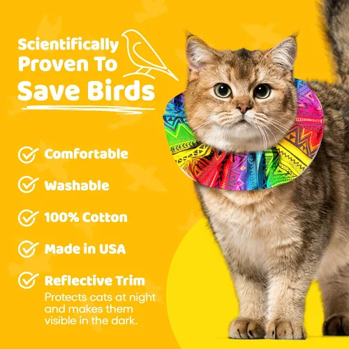 Miniatura 3 de Birdsbesafe® Funda para collar de gato para pájaros, collar de gato con advertencia de pájaros, científicamente probado para ayudar a evitar que tu