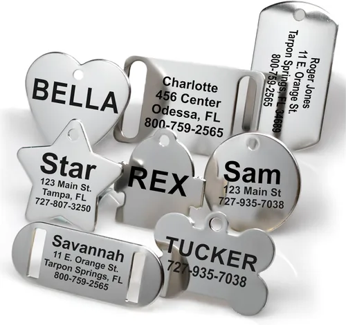 Miniatura 8 de Providence Engraving - Etiquetas de identificación de acero inoxidable con grabado personalizado para mascotas. Etiquetas en tamaño pequeño