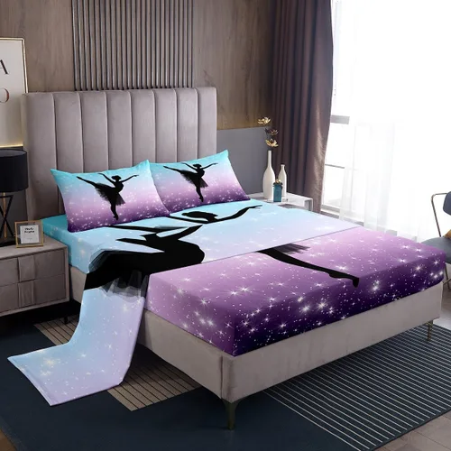 Miniatura 12 de Juego de sábana bajera ajustable de teñido anudado para niñas, juego de ropa de cama con diseño de arco iris degradado de arcoíris, lindo juego