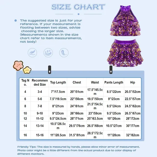 Miniatura 7 de Conjunto de camiseta corta metálica de lentejuelas con falda para niñas y niñas, trajes de baile latino de jazz, 2 piezas, disfraz de baile
