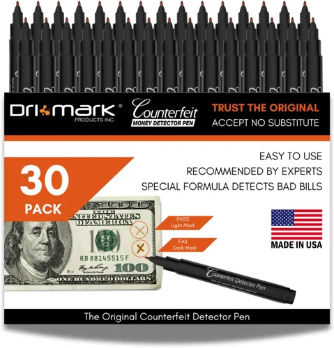 Miniatura 11 de Dri Mark CFD50PK - Marcador detector de billetes falsificados, fabricado en los Estados Unidos, 50