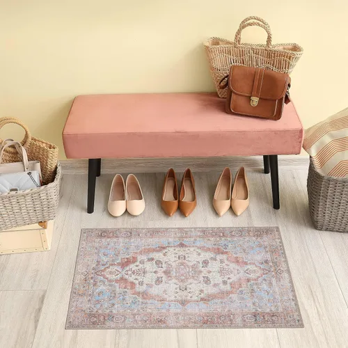 Miniatura 102 de GLN Rugs Bohemian Collection - Alfombra de felpilla lavable a máquina, bohemio vintage, antideslizante, alfombra de felpilla de pelo bajo, alfombra