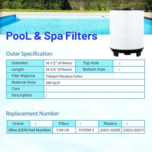 Miniatura 6 de HANXER® System 3 S7M120 Juego de filtros de piscina interior y exterior, repuesto para cartuchos de filtro de piscina SR300, 25021-0200S